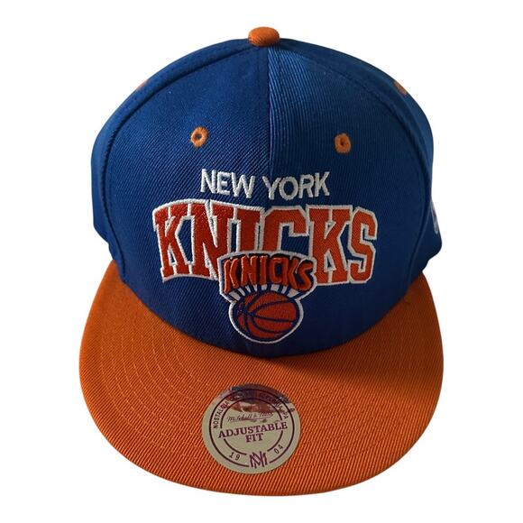 Mitchell & Ness New York Knicks Two-Tone Snapback Hat Basketball Blue Orange NEW - Picture 6 of 10